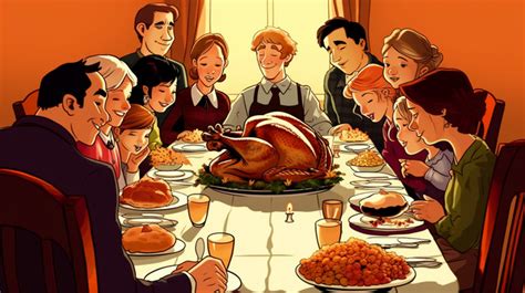 Cartoon Thanksgiving Dinner Family Background, Thanksgiving Picture ...