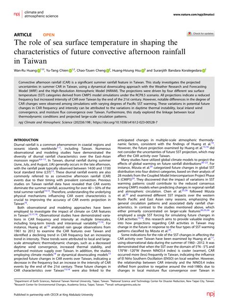 Pdf The Role Of Sea Surface Temperature In Shaping The