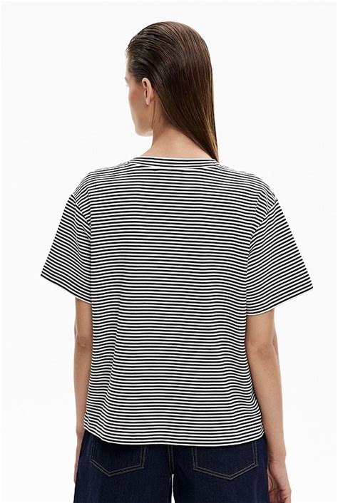 Black Stripe V Neck T-Shirt - Women's Short Sleeve Tops | Witchery