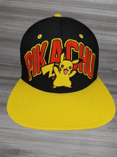 Pok Mon Pikachu Snapback Hat Cap Embroidered Bla Gem