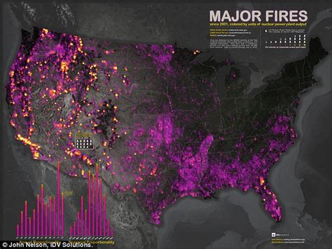 Americas Burning Dazzling New Map Of Us Wildfires Over The Past