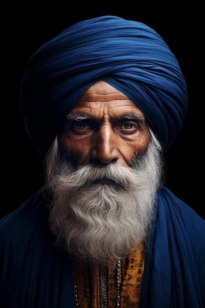 Premium Photo A Man With A Long Beard Wearing A Turban