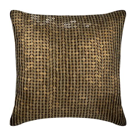 Buy Silk Brown Toss Pillow Cover 16x16 Designer Throws For Sofa Sequins Toss Throw Pillow