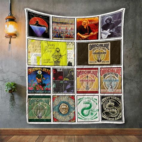 Jerry Garcia Acoustic Band Album Covers Quilt Blanket Roomloving