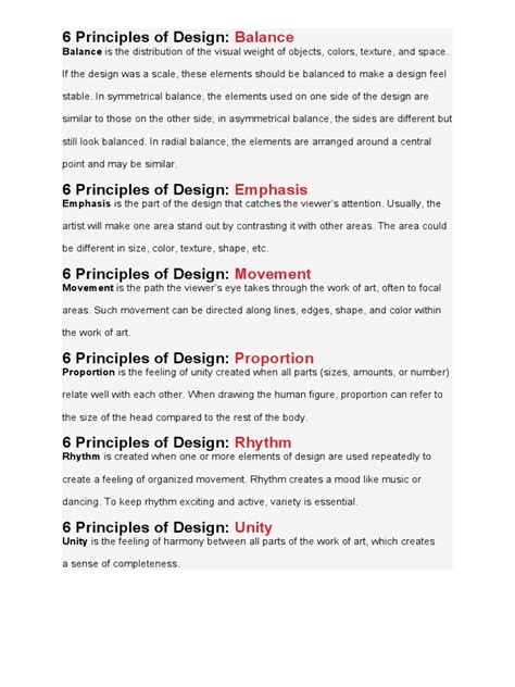 6 Principles Of Design Pdf Design Aesthetics