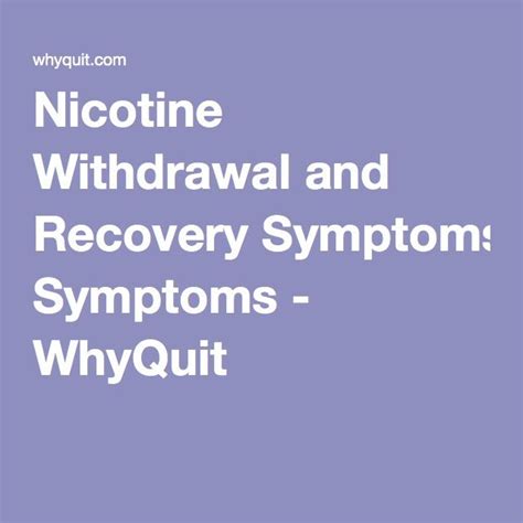 Nicotine Withdrawal And Recovery Symptoms Nicotine Withdrawal