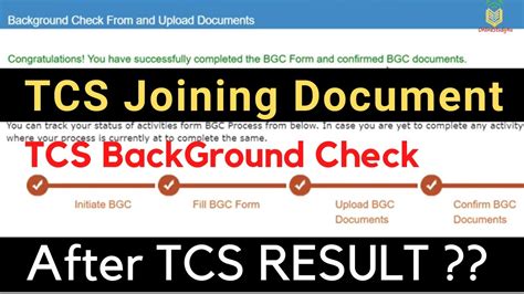 TCS Background Check After TCS Result TCS Joining Documents TCS