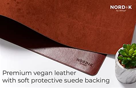 Nordik Leather Desk Mat Cable Organizer Saddle Brown X Inch