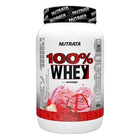 Suplemento Em Pó Nutrata Whey 100 Morango 900g Suplemento Em Pó