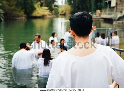 Unidentified Christian Pilgrims During Mass Baptism Stock Photo Edit