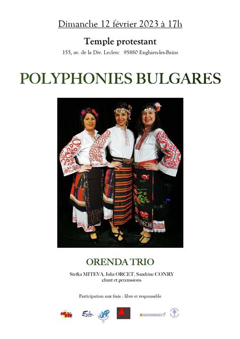 Concert Polyphonies Bulgares Orenda Trio Enghien Les Bains Tourisme