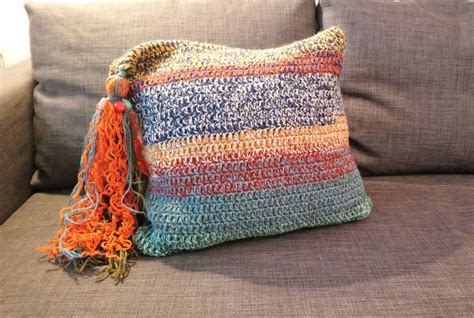 Multicolored Chunky Knitted Pillow Cover With Tassel Christmas Etsy