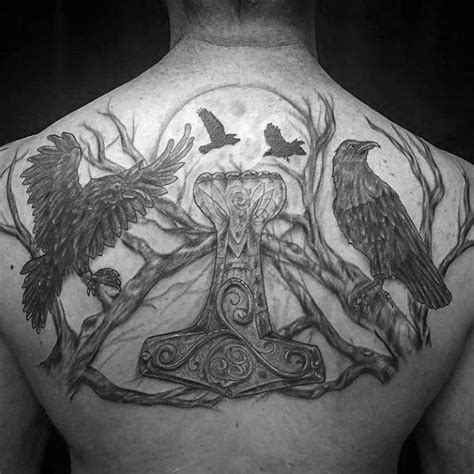 60 Odin’s Ravens Tattoo Designs For Men - Huginn and Muninn Ideas