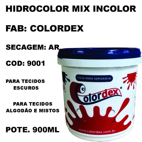 TINTA PARA SERIGRAFIA HIDROCOLOR 900ML COLORDEX TODAS AS CORES