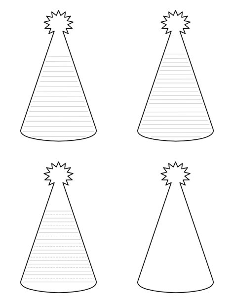 Free Printable Birthday Hat Shaped Writing Templates