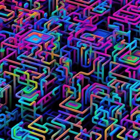 Premium AI Image | Image of abstract neon maze