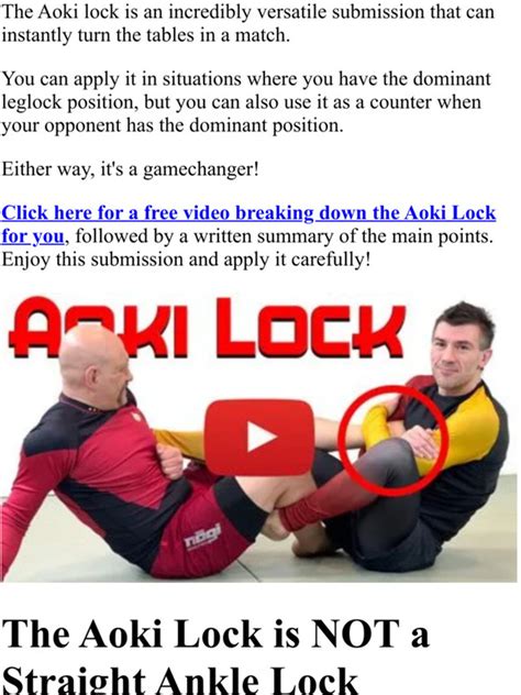 How To Defeat The Bigger Stronger Opponent The Aoki Lock A Detailed