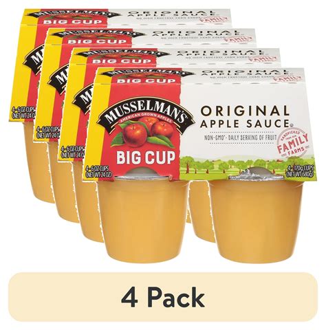 4 Pack Musselman S Big Cup Original Applesauce 6oz 4 Count