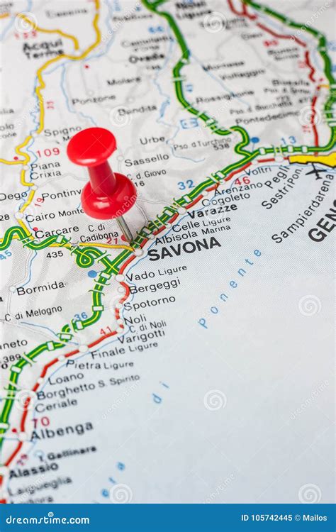 Savona Pinned on a Map of Italy Stock Image - Image of city, guidance ...