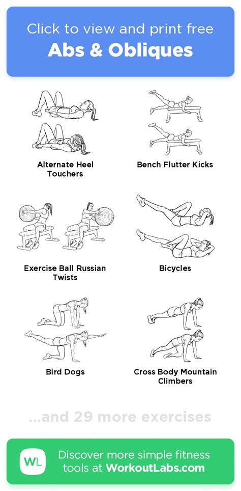 Abs And Obliques Click To View And Print This Illustrated Exercise Plan