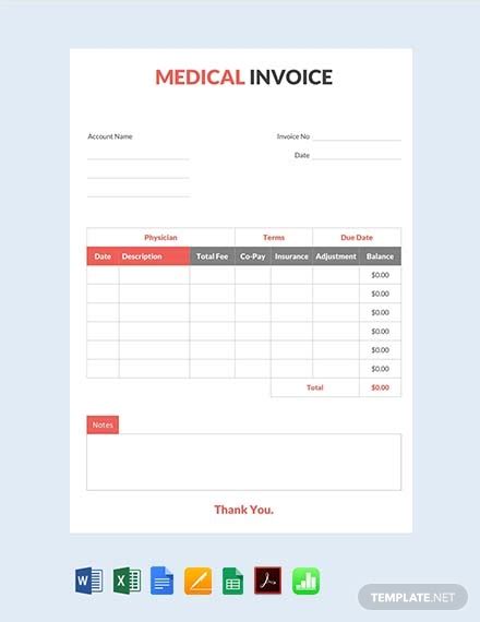 Medical Invoice Template Excel Templates