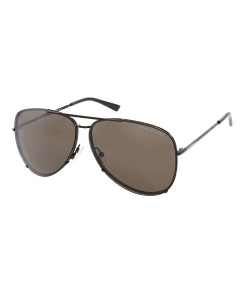 Emporio Armani Aviator Sunglasses In Black For Men Lyst