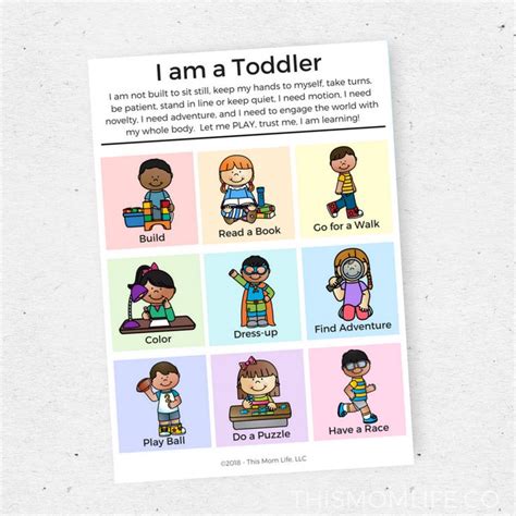 I Am A Toddler Activity Idea Chart For Kids Toddler Activities