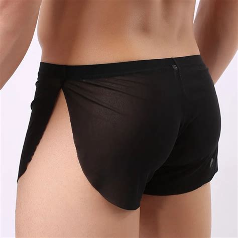 New Men Sexy Underwear Mesh Thin Boxer Sexy Cotton Cuecas Boxers Mesh Shorts Gay Underwear Male
