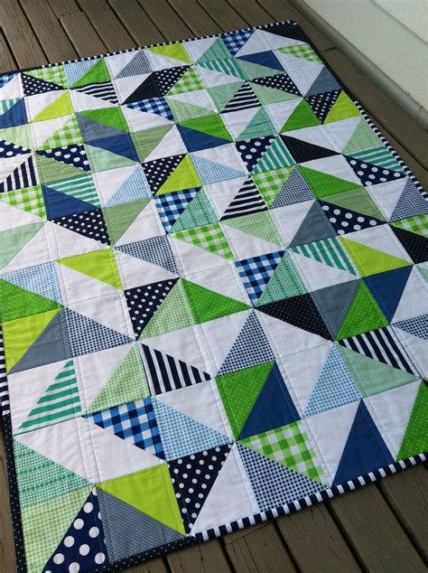 Pdf Pattern For Geometric Modern Cot Crib Patchwork Quilt In Triangles Sew Your Own Handmade