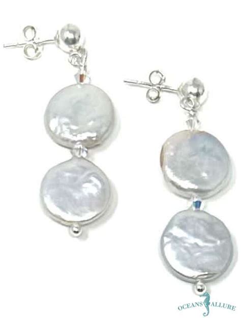 Double Coin Pearl Earrings Oceans Allure