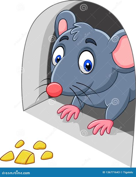 Cartoon Mouse and Cheese in the Hole Stock Vector - Illustration of ...