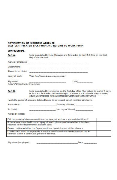 Free 50 Return To Work Forms In Pdf Ms Word