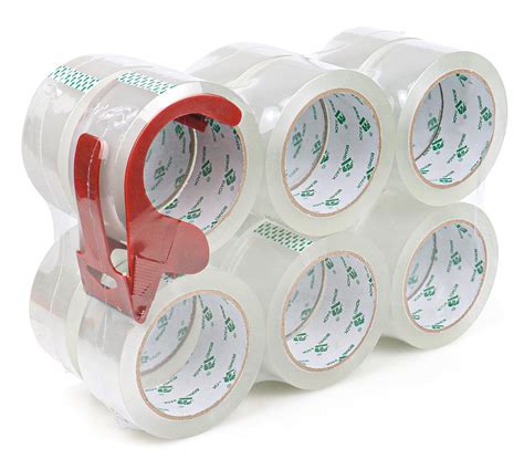 Rolls Bomei Pack Clear Packing Tape With Dispenser Heavy Duty