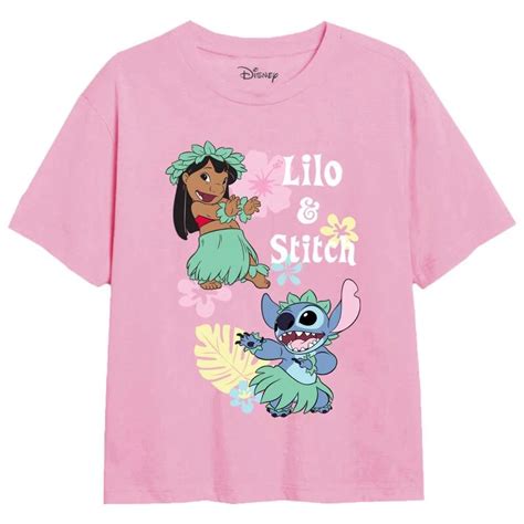 Vintageclub Girls Lilo Stitch Hula Girl T Shirt Light Pink Sport