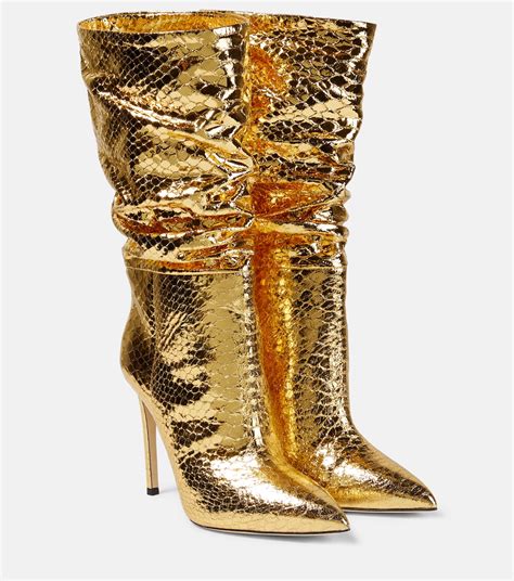 Botas De Piel Metalizada Holgadas En Dorado Paris Texas Mytheresa