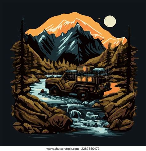 Vector Jeep Car Adventure Mountains 2 Stock Vector (Royalty Free ...