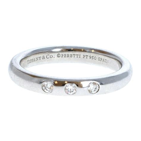 Tiffany And Co Elsa Peretti 3 Diamond Stacking Band Ring At 1stDibs