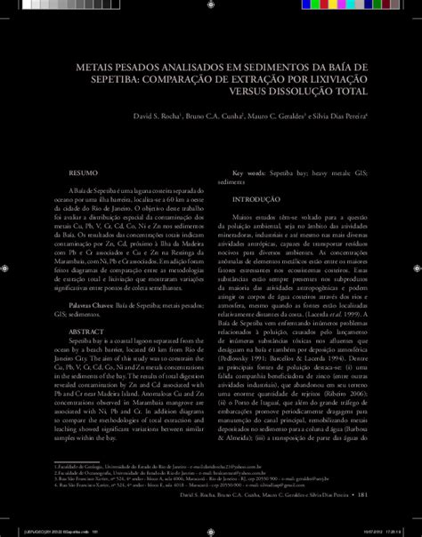 METAIS PESADOS ANALISADOS EM SEDIMENTOS DA BAÍA DE SEPETIBA COMPARAÇÃO