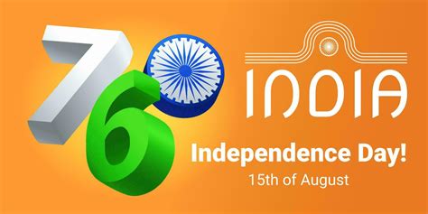 Indian Independence Day Banner With 3d Numbers Of 76th Anniversary And