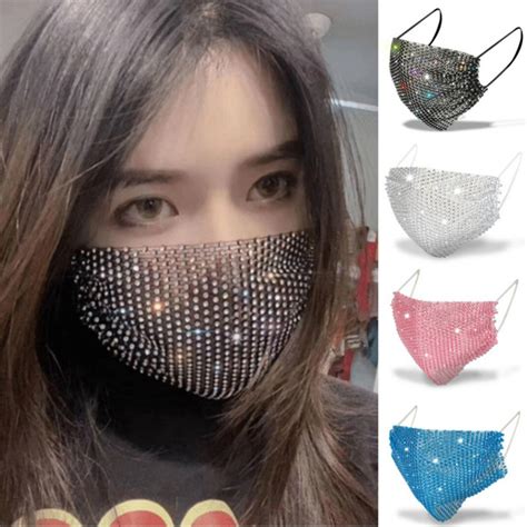 Women's New Diamond Mask Trend Rhinestone Masks Reusable Breathable ...