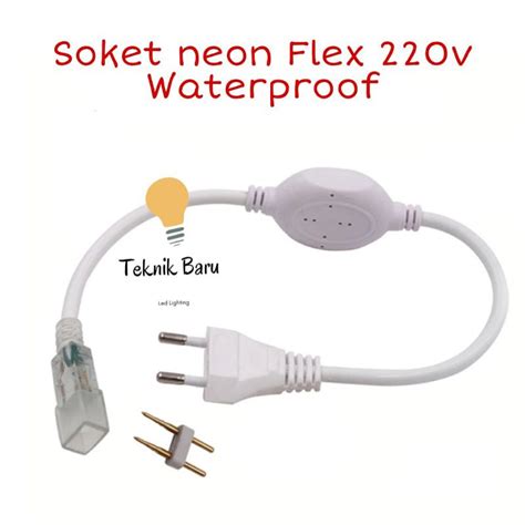 Jual Soket Led Neon Flex V Jarum Kabel Adaptor Colokan Waterproof