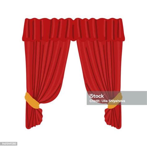 Theater Background With Open Red Velvet Curtains Stock Illustration ...