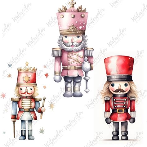 Watercolor Nutcracker Clipart Png Bundle Christmas Card Clipart Cute