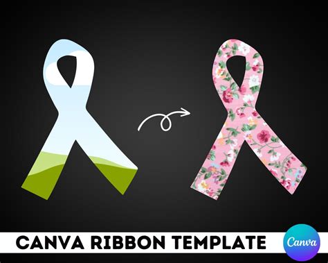 Canva Cancer Ribbon Template Editable Ribbon Template Canva Template Custom Canva Photo