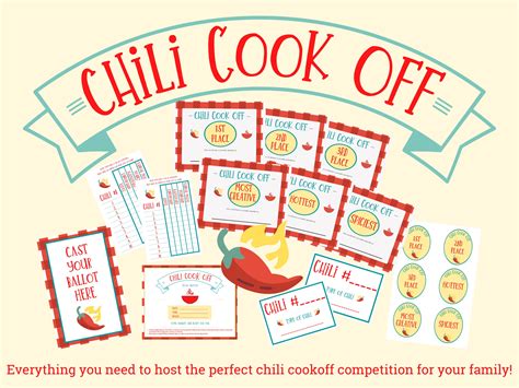 Chili Cook off Party Printables, Score Cards, Award Certificates ...