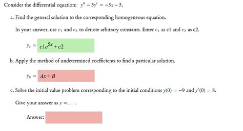 Solved Consider The Differential Equation Y 5y 5x