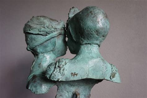 Sizeable And Signed Bronze Bust Sculpture Of Sisters Or Female Lovers