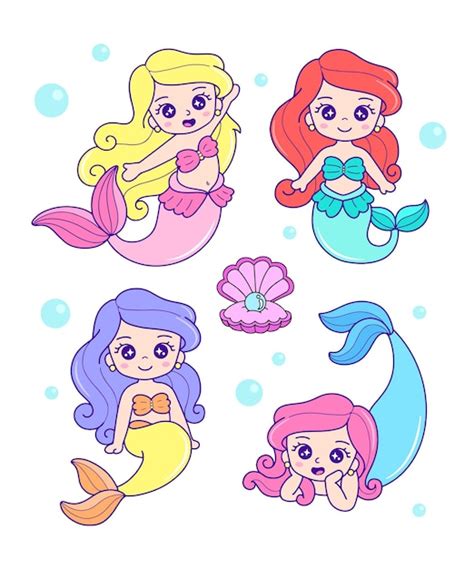 Premium Vector Beautiful Mermaids Collection Illustration