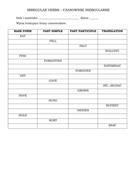 Irregular Verbs Part 2 Interactive Exercise Live Worksheets