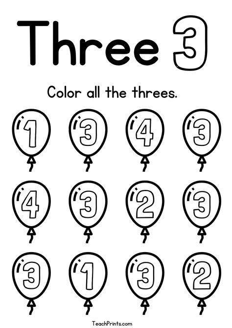 Printable Number Three Worksheet Number Three Writing, Counting And 